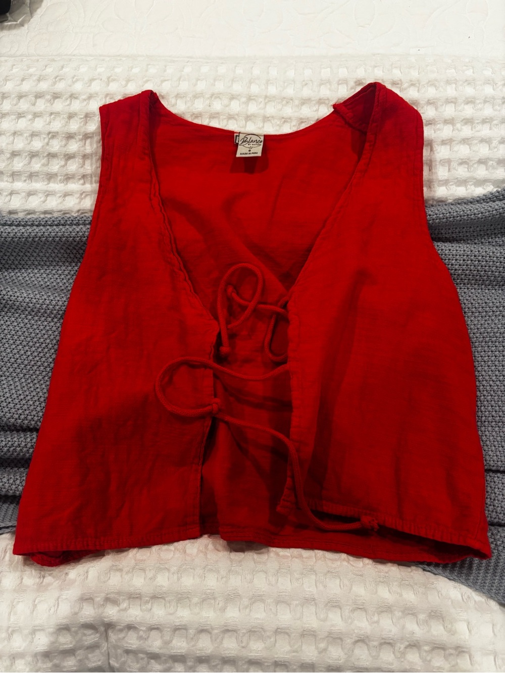 Vintage-Inspired Red Lace-Up Crop Top by Silence + Noise